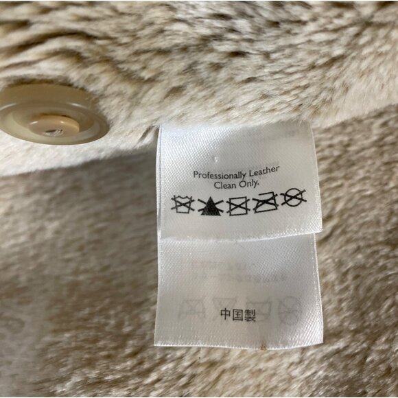 Eddie Bauer Womens Size MED Beige Tan Suede Leather Faux Fur Lined Coat Jacket - Picture 15 of 15